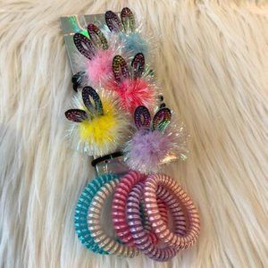 SparklemyUniverse Bunny Pompom Hair Accessory Set